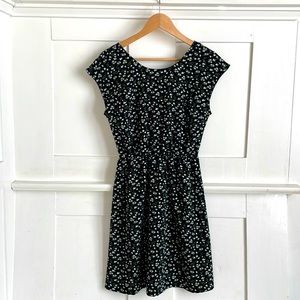 Black floral print dress